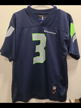 NFL Seattle Seahawks #3 Jersey in Navy with Neon Green Accents